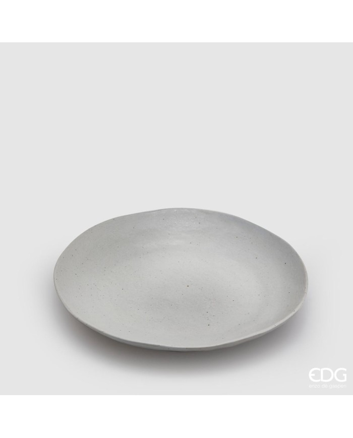 Piatto frutta ceramica Feng effetto opaco diam. 22 cm col. grigio