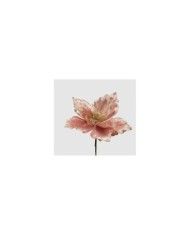 Fiore di magnolia artificiale glitterato hdiam. 24 cm col. rosa