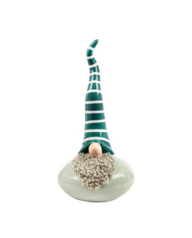 Gnomo in ceramica con cappello a righe 31 col. verde