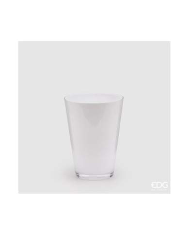 Vaso svasato. vetro. col. bianco .misure: h. 26 diametro 20 cm Vaso svasato. vetro. col. bianco .misure: h. 26 diametro 20 cm