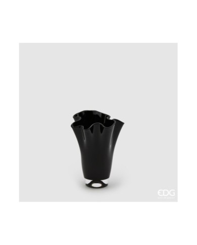 Vaso in vetro Drappo col. nero misure: h22 cm diam. 17 cm Vaso in vetro Drappo col. nero misure: h22 cm diam. 17 cm