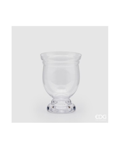 Vaso in vetro con piede col. trasparente. misure: h.26 cm diam. 19 cm