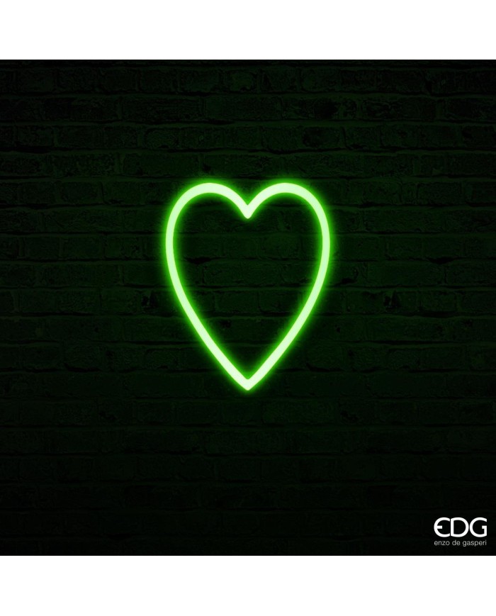 Neonled cuore bifacciale col. verde. h. 40x32 230 va.. 50 hz. 4.5 hd. 3.6 w. trasf. ip 44