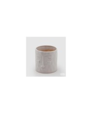 Vaso con viso in ceramica Occhi e nuvole h. 15.5 cm diametro 15.5 cm col. bianco