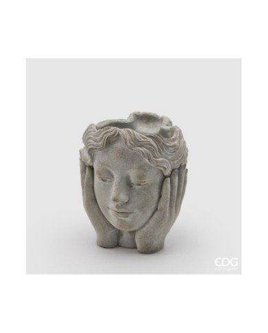 Vaso effetto cemento Pensatore. h. 21 diametro 17 cm col. grigio