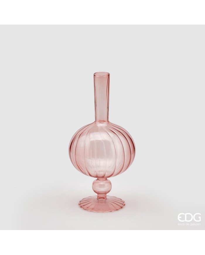 Vaso in vetro monofiore h. 25 diametro 12.5 cm col. rosa chiaro