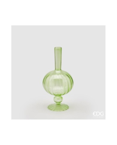 Vaso in vetro monofiore. h. 25 diametro 12.5 cm col. verde chiaro -