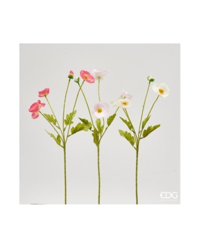 Papavero con 3 fiori h. 60 cm col. bianco/rosa(il prezzo fa riferimento al singolo papavero)