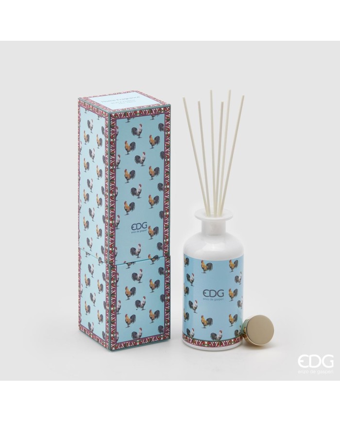 Profumatore bottiglia in vetro decorato Decal 250 ml. h.18 Essenza: foresta nera