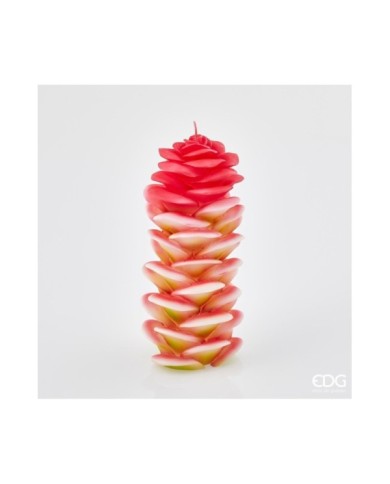 Candela Ginger. h. 22 cm diametro 20 cm col. verde/rosa