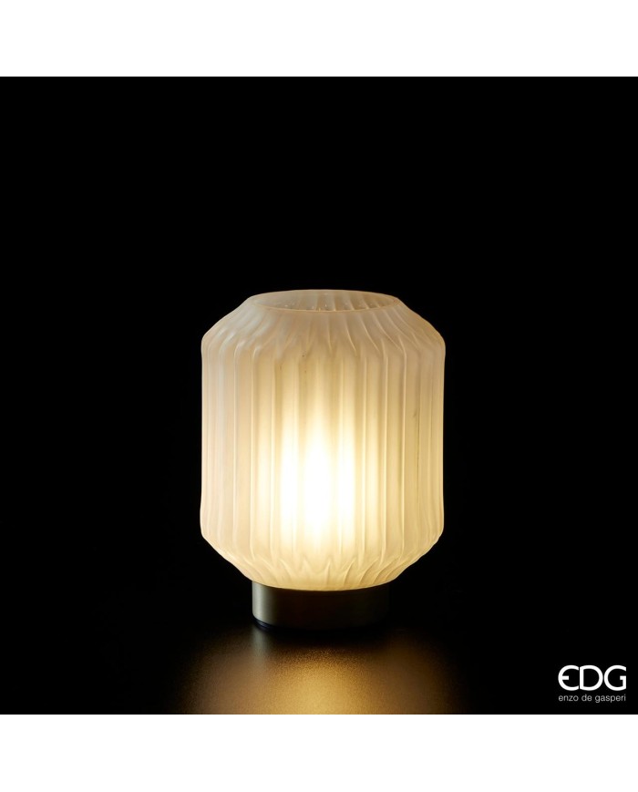 Lampada Bright con base oro. h. 17 cm diam.13 col. bianco.