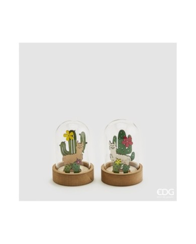 Teca Lama e cactus. con led. h. 12 cm (il prezzo fa riferimento al singolo articolo)