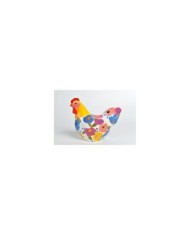 Gallina in ceramica colorata. dimensione 21x12.5x17 cm