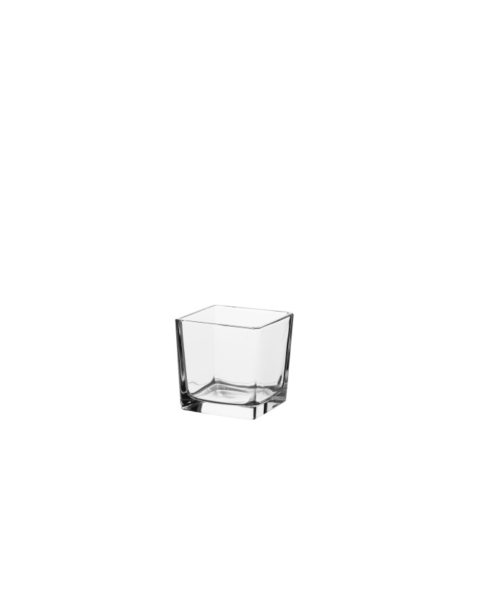 Vaso Cubo. in vetro trasparente. 10x10x10 cm