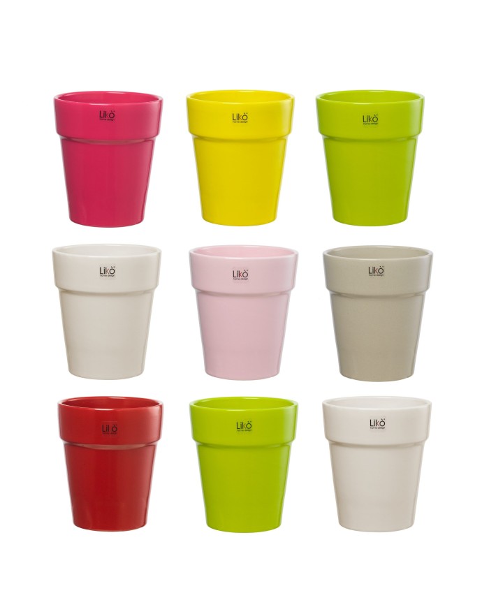 Vaso Caspo. in ceramica diametro 14 h. 14 colori assortiti (il prezzo fa riferimento al singolo pezzo)