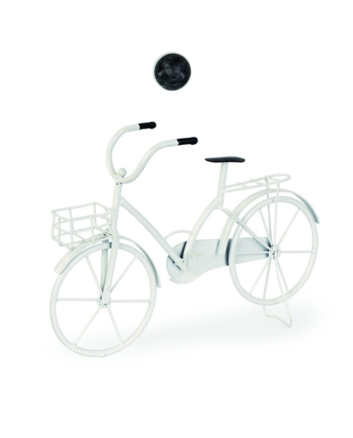 Bicicletta bianca in metallo colore Bianco. 36x11x26 cm