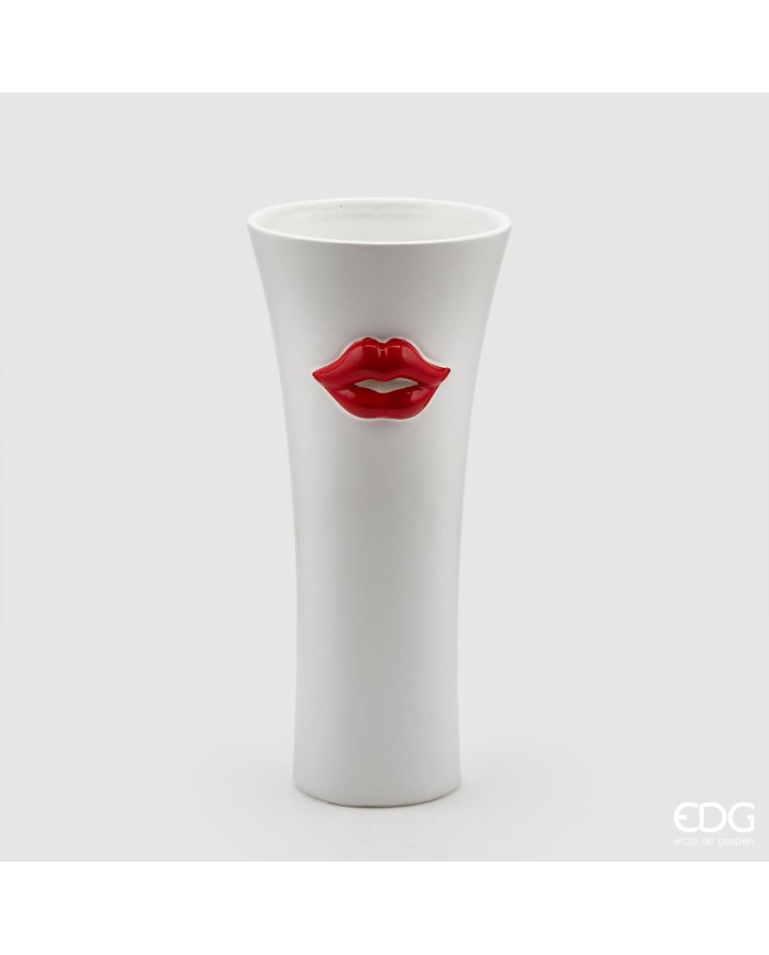 Vaso "kiss". ceramica dimensioni: h.30 diam. 13 col. rosso/bianco