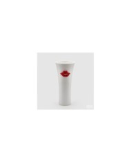 Vaso "kiss". ceramica dimensioni: h.30 diam. 13 col. rosso/bianco