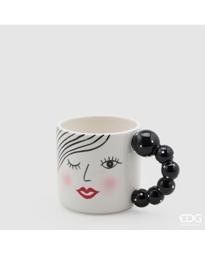 Tazza "lady". ceramica dimensioni: h. 10 diametro 10 col. bianco/nero