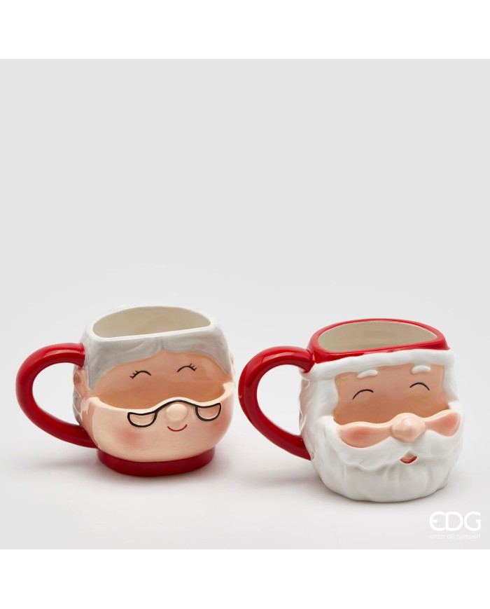 Tazza Babbo Natale o Mamma Natale con porta snack. ceramica col. bianco/rosso (il prezzo fa riferimento alla singola tazza).