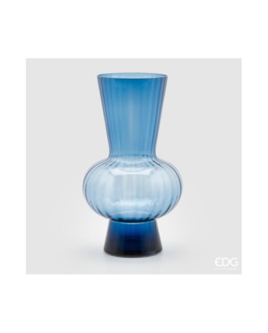 Vaso righe con sfera. vetro. h. 45 cm diametro 26 col. blu.