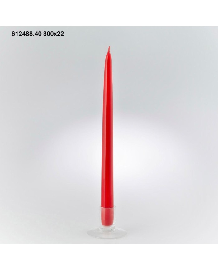 Candela stelo. cera. 300x22. col. rosso.