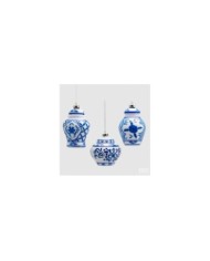 Decorazione vaso "ming". vetro. 3 versioni. 12 col. bianco/blu. (il prezzo fa riferimento al singolo pezzo).