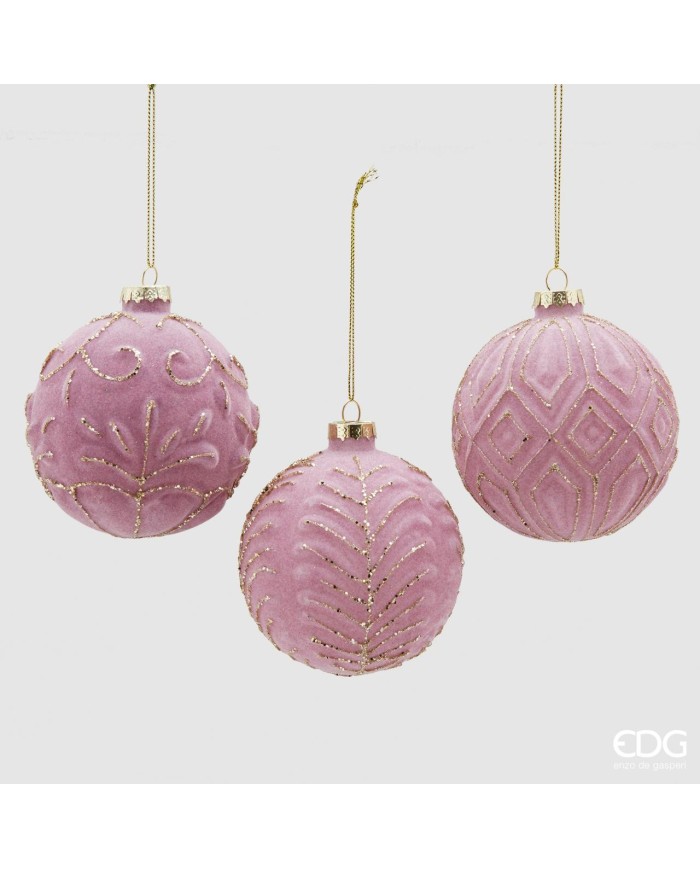 Sfera "velluto". vetro. diam. 10 col. rosa (il prezzo fa riferimento al singolo pezzo).