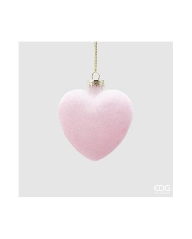 Decoro cuore velluto. col. rosa. 8 - edg