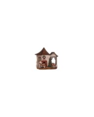 Scena natalizia "Babbo natale in casa con il camino". resina. 16x9.5x17 cm