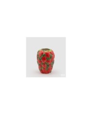 vaso "fragole"con foglie alt. 22 diam. 17 col. rosso/verde.