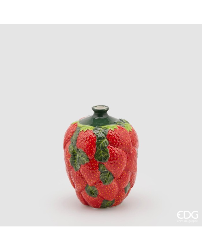 Vaso "fragole" con foglie alt. 18 diam. 14.5 col. rosso/verde