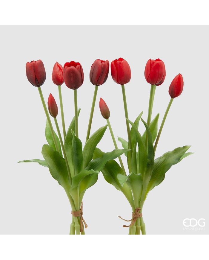 Mazzo tulipani con 5 fiori. h. 40 col. rosso (il prezzo fa riferimento al singolo mazzo)n