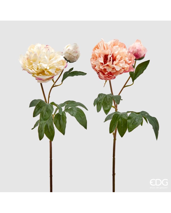 Peonia royal con bocciolo. tessuto. h. 68 col. rosa/crema (il prezzo fa riferimento al singolo fiore)