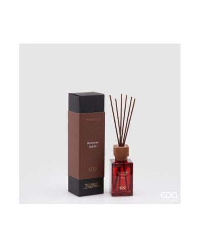 Profumatore bottiglia con tappo in legno. 120 ml. bastoncini inclusi. essenza: ambra del Marocco -