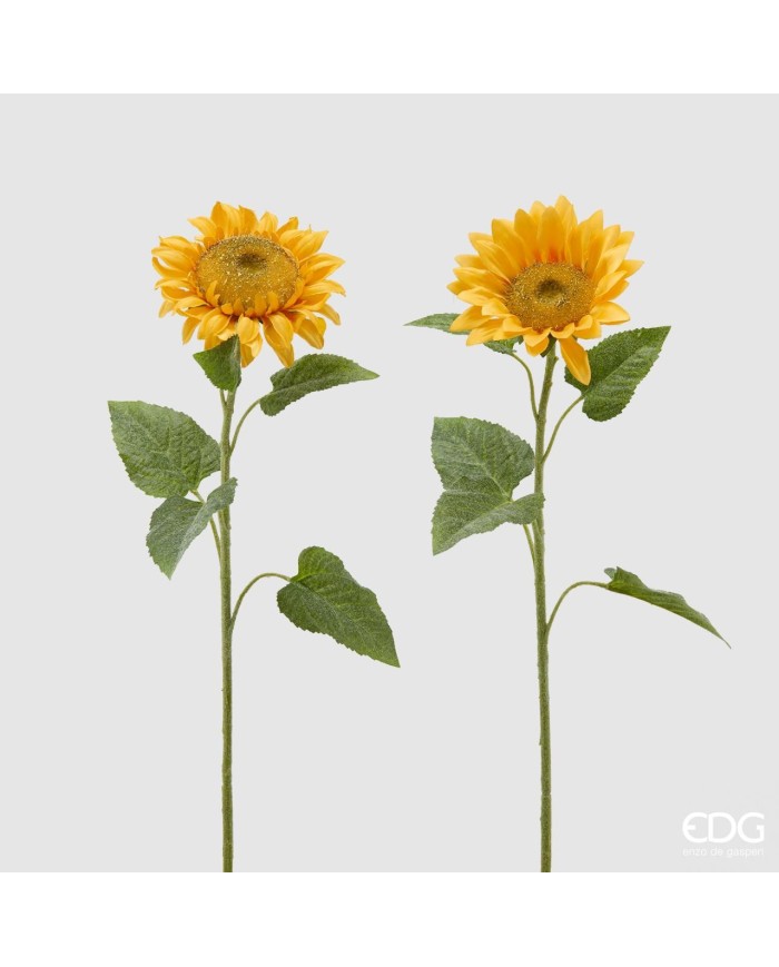 Ramo girasole tessuto. alt. 60 cm col. giallo. (il prezzo fa riferimento al singolo pezzo)