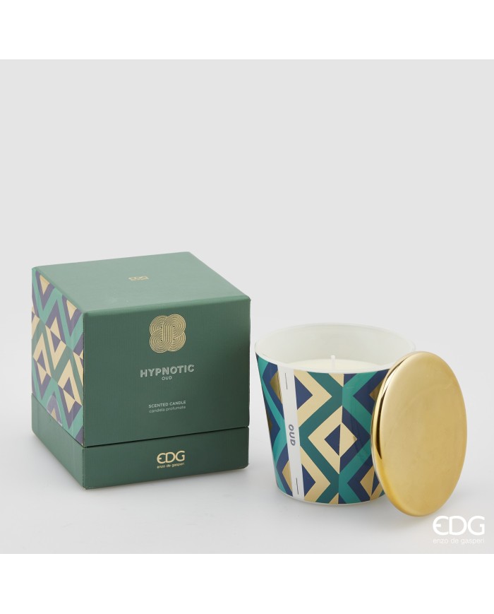 Candela Hypnotic con coperchio. h. 9 essenza: oud. Brand:edg