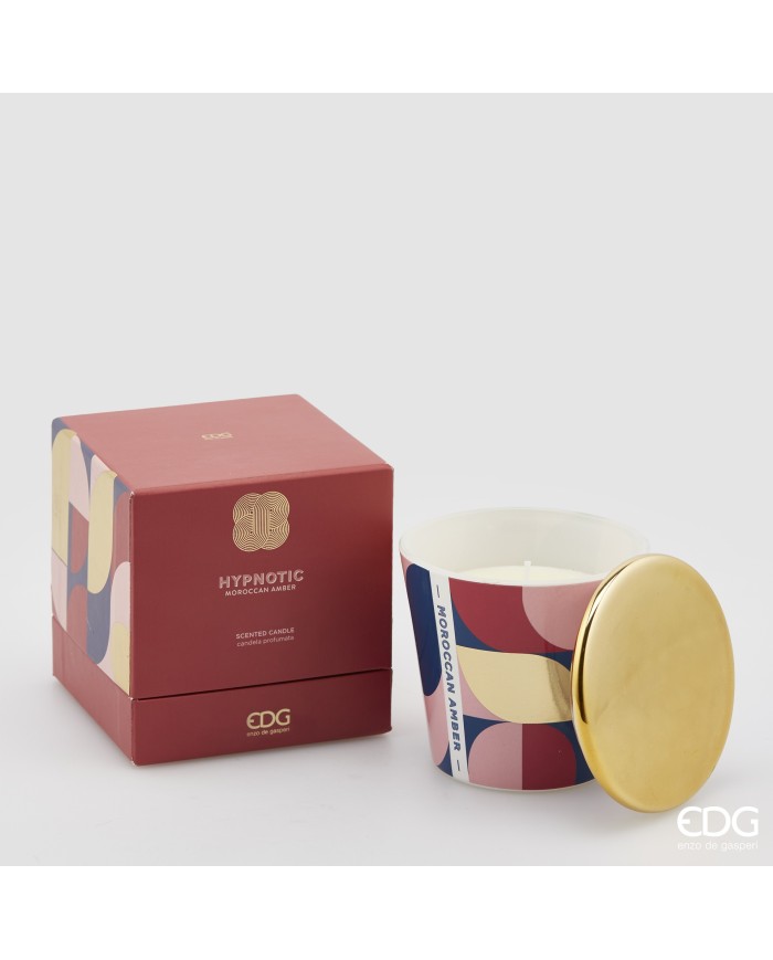 Candela Hypnotic con coperchio. h. 9 essenza: ambra del marocco. Brand:edg