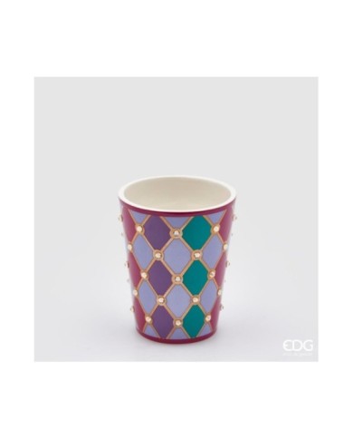 Vaso "rombi" ceramica h. 13 diametro 10.5 col. multi