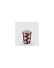 Vaso "rombi" svasato. ceramica h. 13 diametro 10.5 cm col. verde/rosso