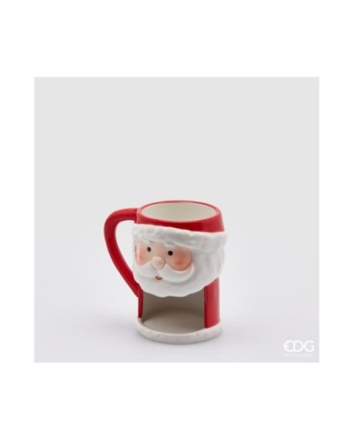 Tazza "Babbo natale" porta biscotti. ceramica h. 12 diametro 10 col. rosso bianco