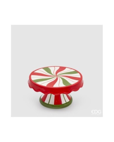 Alzata "candy". ceramica h. 9.5 diametro 19 com. col. verde/rosso