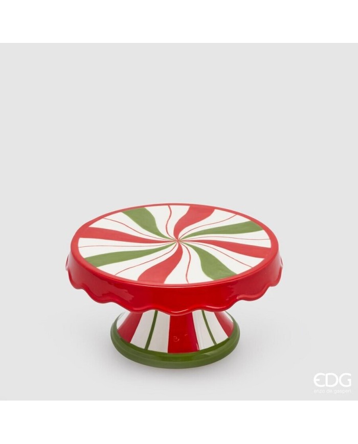 Alzata "candy". ceramica h. 9.5 diametro 19 com. col. verde/rosso