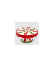 Alzata "candy". ceramica h. 15 diametro 30.5 cm col. verde/rosso