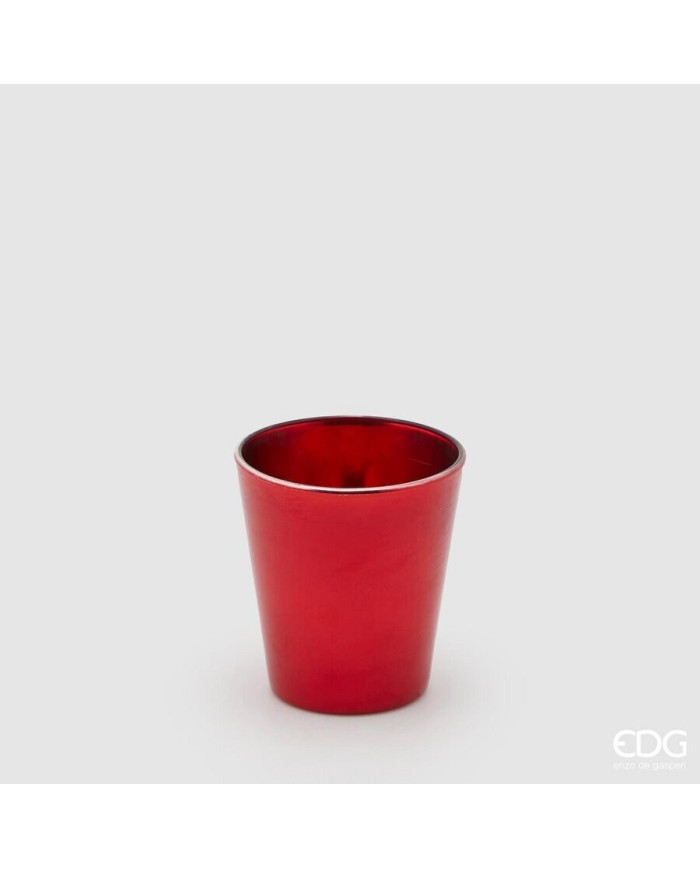 Vaso "Mirror" svasato. vetro. h. 9 diametro 8 col. rosso