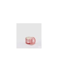 Candela "Crystal new". cera. vaso in vetro. h. 8.5 diametro 9 col. rosa. essenza: rosa.