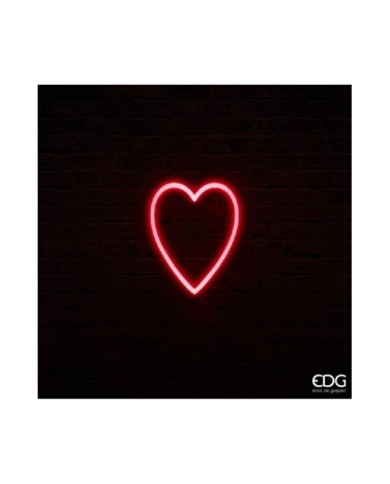 Neonled Cuore. bifacciale. 40x32 col. rosso. cavo di alimentazione 2 mt. trasf. Ip 44. 3.5 V-50/60Hz. 100-240V -