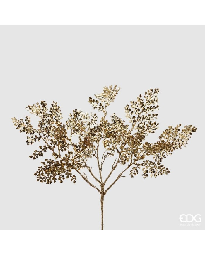 Felce metallizzata con glitter. pvc. h. 46 col. oro