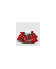 Coroncina stella di natale con nastro. tessuto. diametro 16 col. red-