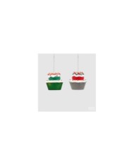 Decoro cup cake. clay. 2 modelli h. 6.5 col. verde/rosso (il prezzo fa riferimento al singolo pezzo)